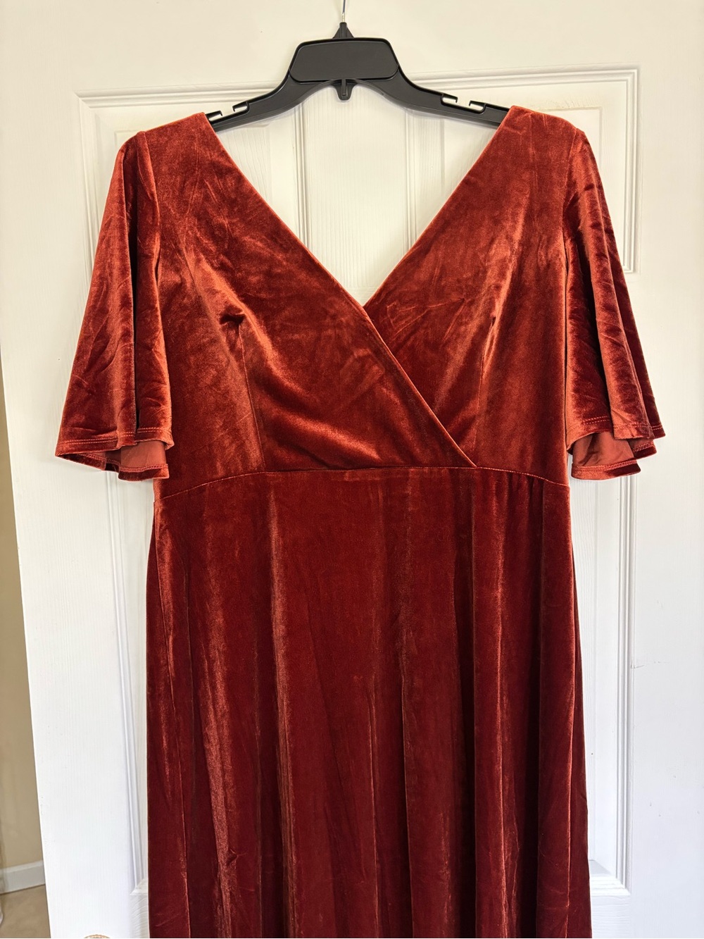 Ever Pretty Rust Velvet Maxi Dress